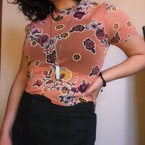 Pink Sheer Floral Shirt